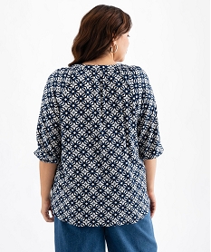 blouse imprimee a manches 34 femme grande taille bleu blousesG463801_3