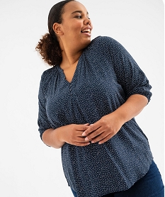 blouse imprimee a manches 34 femme grande taille blanc blousesG463901_4