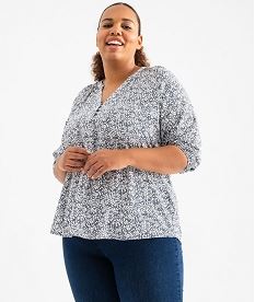 blouse imprimee a manches 34 femme grande taille imprime blousesG464001_4
