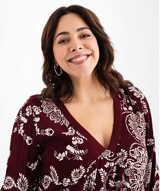 blouse manches longues en viscose froissee fleurie femme grande taille imprime blousesG464301_2