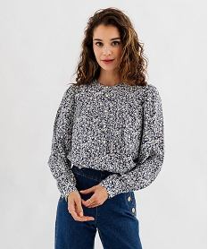 GEMO Chemise fleurie avec détails froncés femme imprime floral