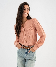 GEMO Chemise en gaze de coton femme rose standard