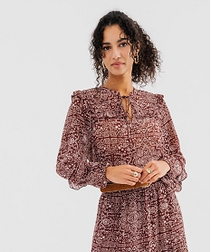 GEMO Blouse en voile imprimée à volants femme Imprimé