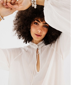 blouse en viscose froissee a col v femme blanc chine blousesG464901_2