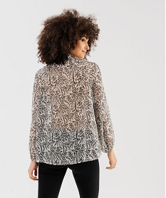 blouse en voile transparent avec col fronce femme imprime blousesG465001_3