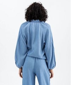 blouse a manches longues en lyocell femme bleu standard blousesG465201_3