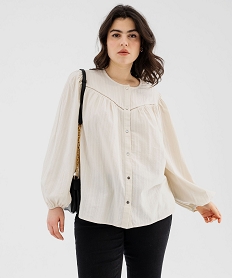 blouse manches longues esprit boheme femme grande taille beige blousesG466301_4