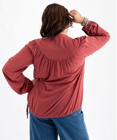 blouse manches longues et col v fluide femme grande taille rouge vif blousesG466401_4