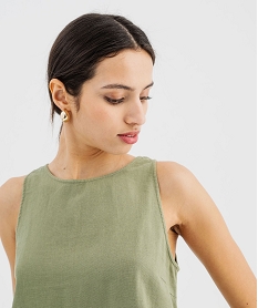 blouse sans manches unie en viscose et lin femme kaki standard blousesG466501_2