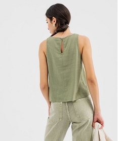 blouse sans manches unie en viscose et lin femme kaki standard blousesG466501_3