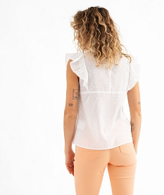 blouse sans manches en plumetis a volant femme blanc chine blousesG466801_3