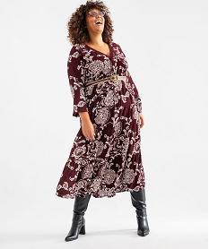 GEMO Robe longue à manches longues fluide fleurie femme grande taille Imprimé