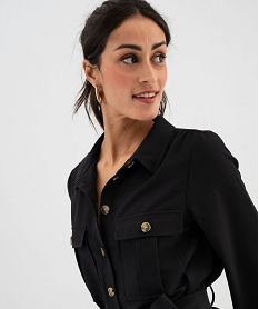 robe chemise manches longues esprit saharienne femme noir standardG467701_2