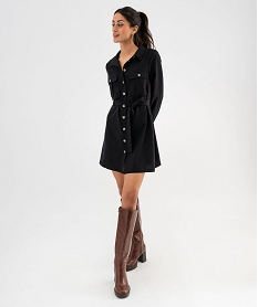 robe chemise manches longues esprit saharienne femme noir standardG467701_4