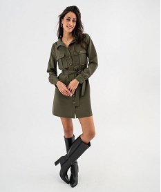 robe chemise manches longues esprit saharienne femme brunG467801_4
