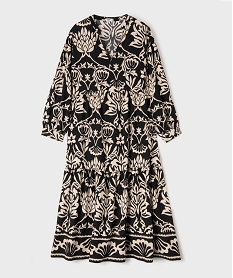 GEMO Robe à manches longues à motifs fleuris femme grande taille Noir