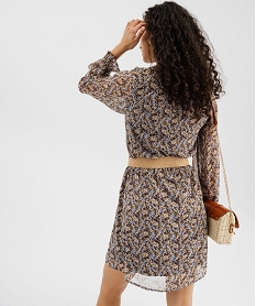 robe imprimee en voile a manches longues femme multicoloreG468701_3