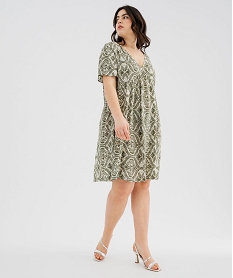 GEMO Robe imprimée à manches courtes femme grande taille Vert