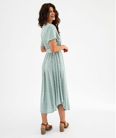 robe longue imprimee a manches courtes femme vertG469901_3