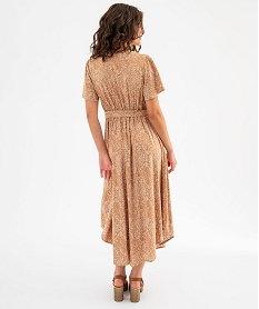 robe longue imprimee a manches courtes femme brunG470001_3