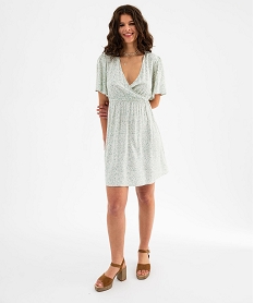 robe courte imprimee a manches courtes femme vertG470101_3