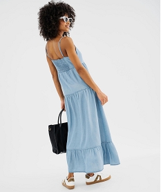 robe longue a bretelles en denim lyocell femme bleuG470301_3
