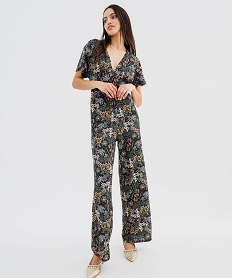 GEMO Combi-pantalon en maille gaufrée femme imprime fleuri