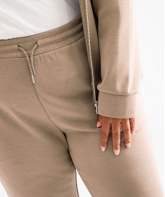 pantalon en maille avec ceinture elastique femme grande taille brun pantalonsG470701_2