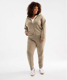 pantalon en maille avec ceinture elastique femme grande taille brun pantalonsG470701_4