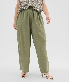 GEMO Pantalon fluide en maille extensible femme grande taille vert standard