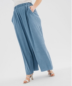 GEMO Pantalon fluide en maille extensible femme grande taille bleu standard