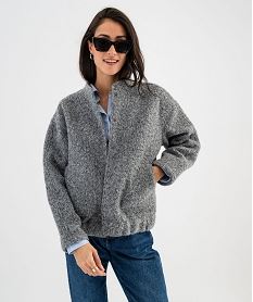 blouson aspect drap de laine fermeture pressions femme gris vestesG471901_2