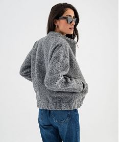 blouson aspect drap de laine fermeture pressions femme gris vestesG471901_3