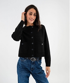 gilet a col rond coupe courte femme noir standard giletsG472101_2