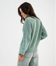 gilet en maille chinee a col rond femme vert standard giletsG472501_3