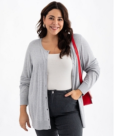 GEMO Gilet fin long à col rond femme grande taille gris standard