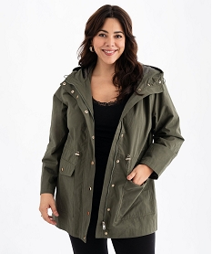 GEMO Parka légère à capuche femme grande taille kaki standard