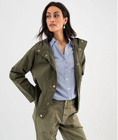 GEMO Parka courte à capuche toucher peau de pêche femme - LuluCastagnette kaki standard