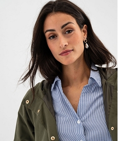 parka courte a capuche toucher peau de peche femme - lulucastagnette kaki standard manteauxG473401_2