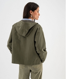 parka courte a capuche toucher peau de peche femme - lulucastagnette kaki standard manteauxG473401_3