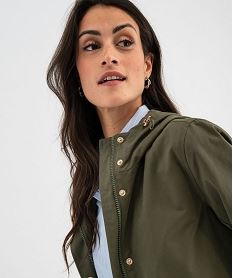 parka a capuche avec boutons metalliques femme kaki standard manteauxG473501_2