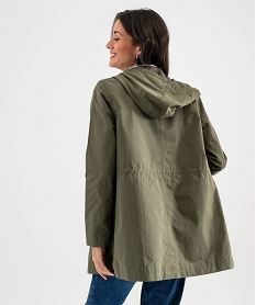 parka a capuche avec boutons metalliques femme kaki standard manteauxG473501_3