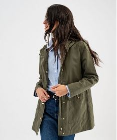 parka a capuche avec boutons metalliques femme kaki standard manteauxG473501_4