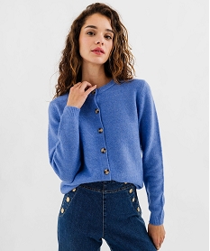 GEMO Gilet à col rond en maille fine femme bleu standard