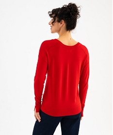 gilet col v en maille fine unie femme rouge standard giletsG474001_3