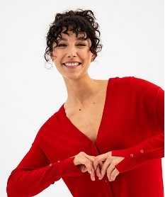 gilet col v en maille fine unie femme rouge standard giletsG474001_4