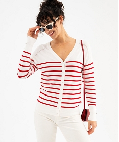 GEMO Gilet col V en maille fine unie femme Imprimé