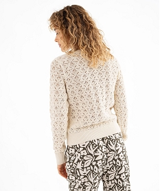 gilet a col rond en maille ajouree femme blanc chine giletsG474501_3