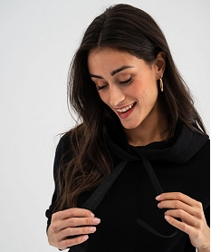 pull large a capuche avec liens pailletes femme noir standard pullsG475301_2