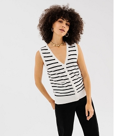 GEMO Gilet sans manches à rayures en viscose femme Imprimé